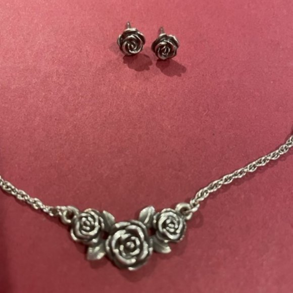 James Avery Jewelry - James Avery Rose necklace and stud earring set